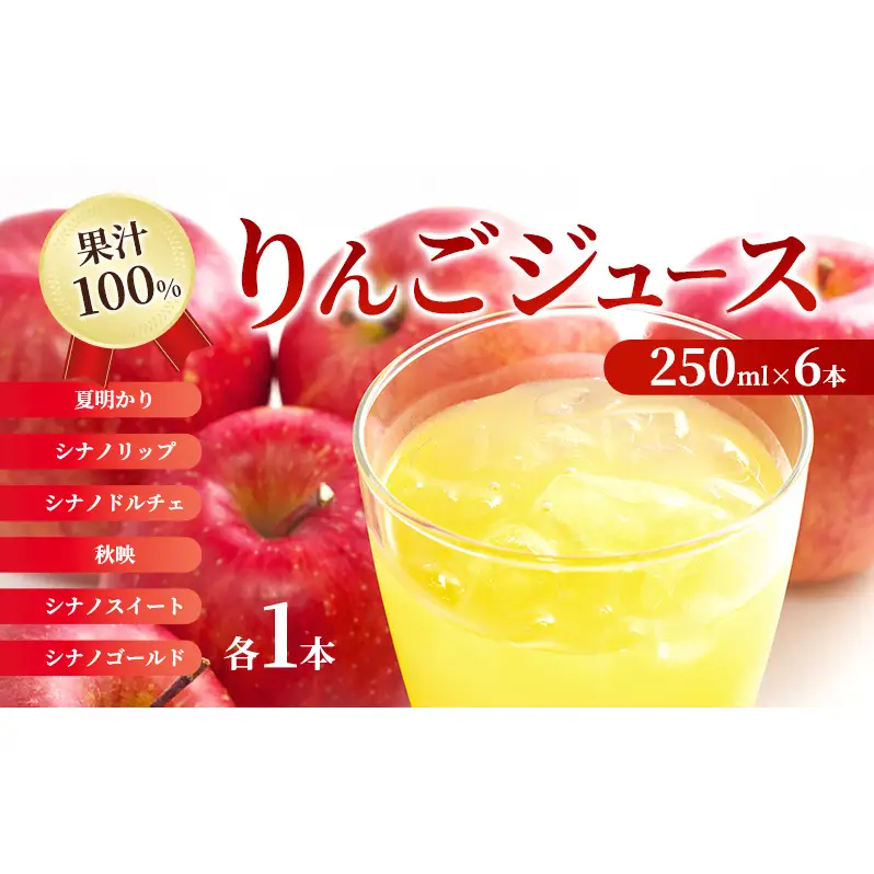 果汁100％ジュースで味わう　信州で産まれた品種のリンゴジュース 小瓶6本 リンゴ ジュース 果物 フルーツ お取り寄せ 長野県産 箕輪町
