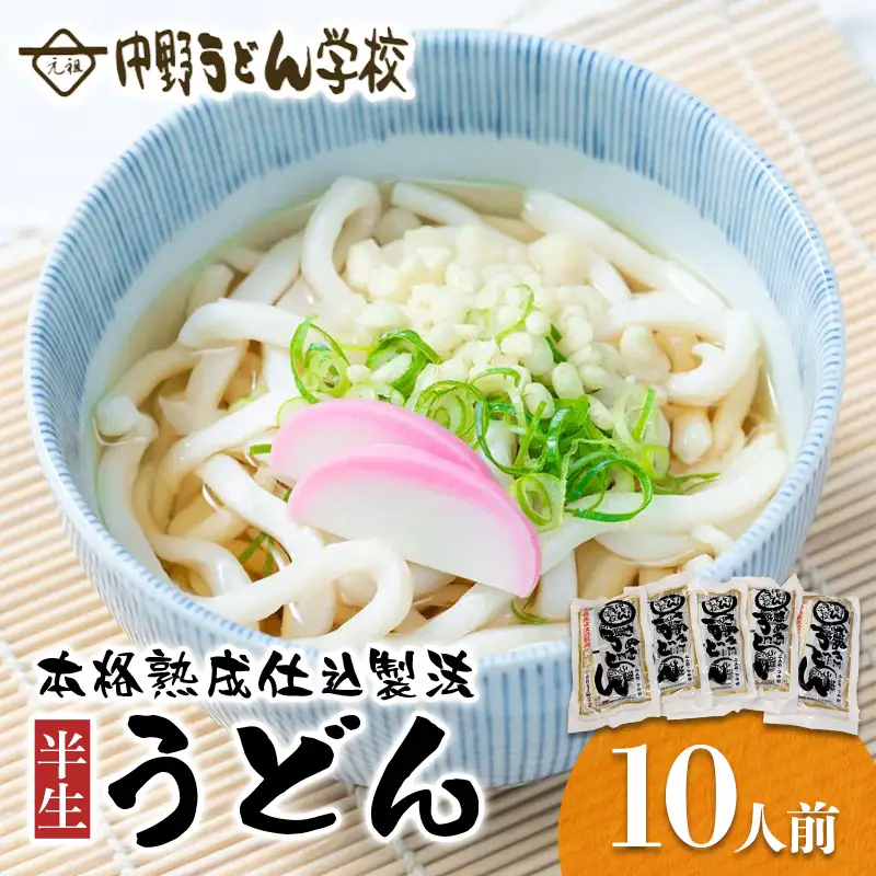 中野うどん学校 本格熟成仕込製法 半生うどん10人前 麺 喉越し ご当地 グルメ 食品 四国 F5J-1239