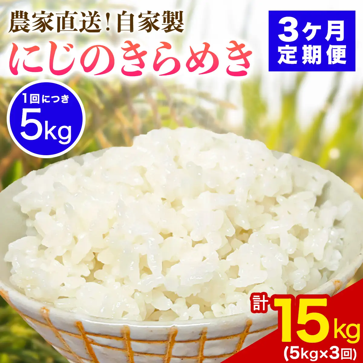 新米 [定期便／3ヶ月連続][令和8年産／11月上旬より順次発送] 伊勢原産 精米5kg にじのきらめき 農家直送！加藤さんちのうんめぇ！自家製米 [1144]