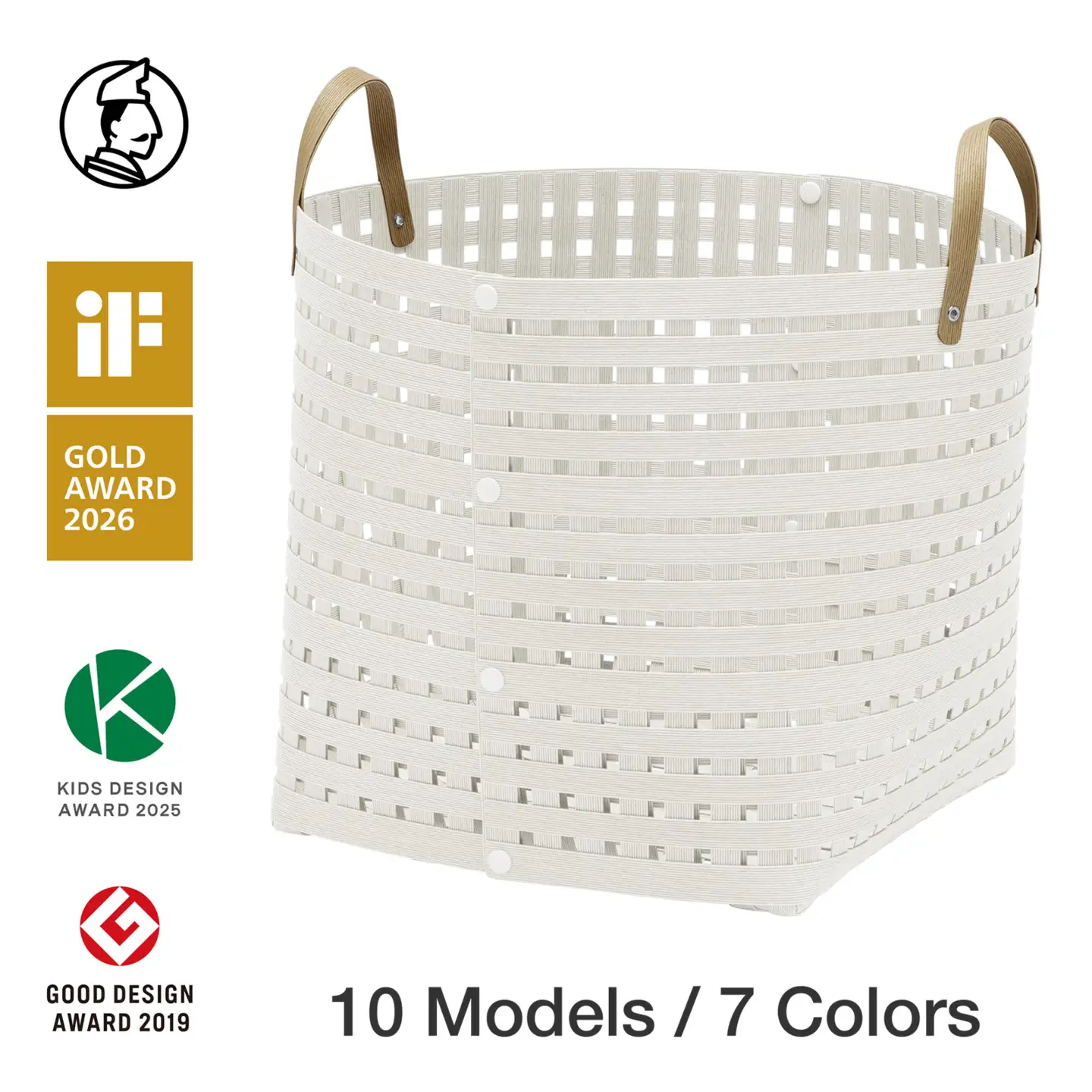 暮らしを整える収納バスケット Bandc Basket LH4(ハンドル付き Lサイズ) ホワイト 岩手県奥州市産 バンドシー [AR199]