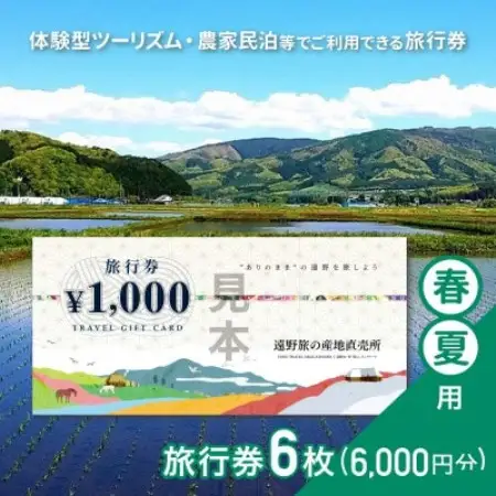 遠野旅の産地直売所 旅行券 6,000円分 春夏用 岩手県 遠野市 ツアー 宿泊 体験 チケット【1501869】