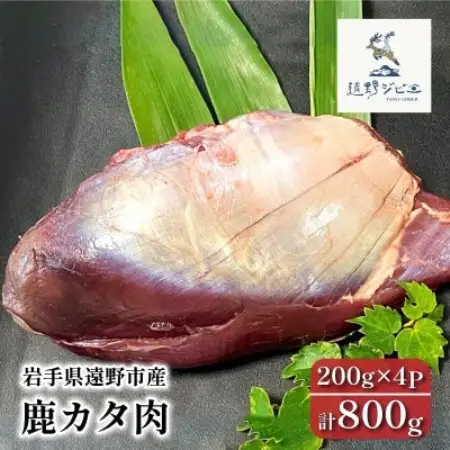鹿カタ肉 合計800g 200g×4パック ジビエ 遠野市産 冷凍 遠野ジビエの里【配送不可地域：離島】【1581878】