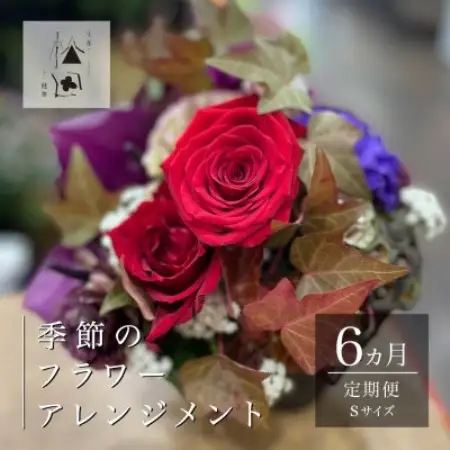 【毎月定期便】松田生花店の季節のフラワーアレンジメント Sサイズ全6回【配送不可地域：離島】【4050663】