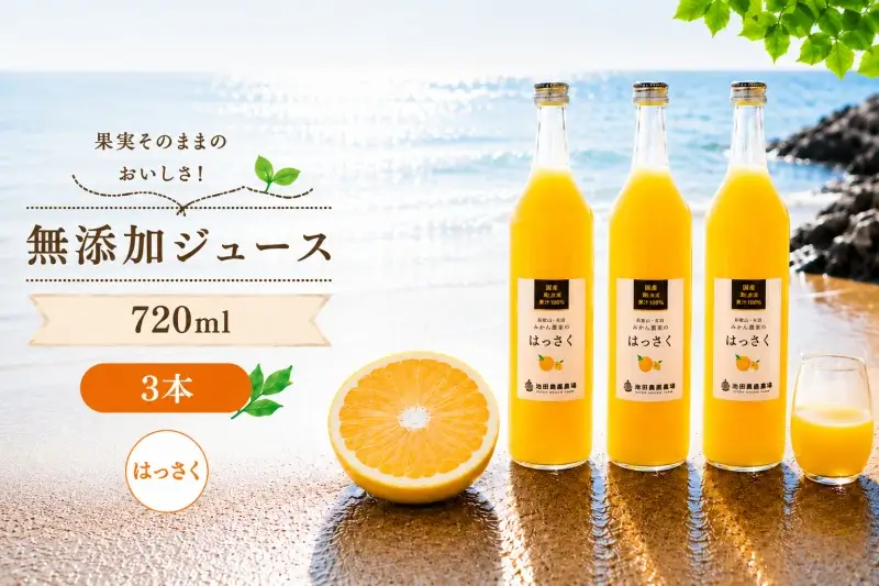 はっさく 100% ジュース / 八朔 ストレート 果汁 無添加 柑橘 和歌山 11000円 720ml ※北海道・沖縄・離島への配送不可 //drink 【ikd100-has720-3】