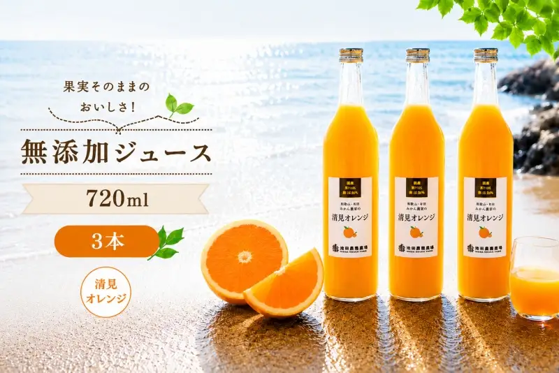 清見 オレンジ 100% ジュース / きよみ オレンジ ストレート 果汁 無添加 柑橘 和歌山 12000円 720ml ※北海道・沖縄・離島への配送不可 //drink 【ikd100-kiy720-3】