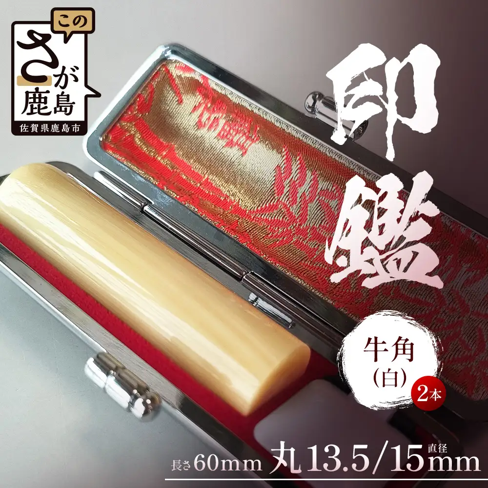 牛角（白）印鑑 実印 銀行印 2本セット 各専用ケース付｜はんこ ハンコ 牛角（白）手彫り仕上げ オーダーメイド 進学 就職 結婚 御祝 贈答 印乃匠かしま 送料無料 佐賀県 鹿島市 P-13