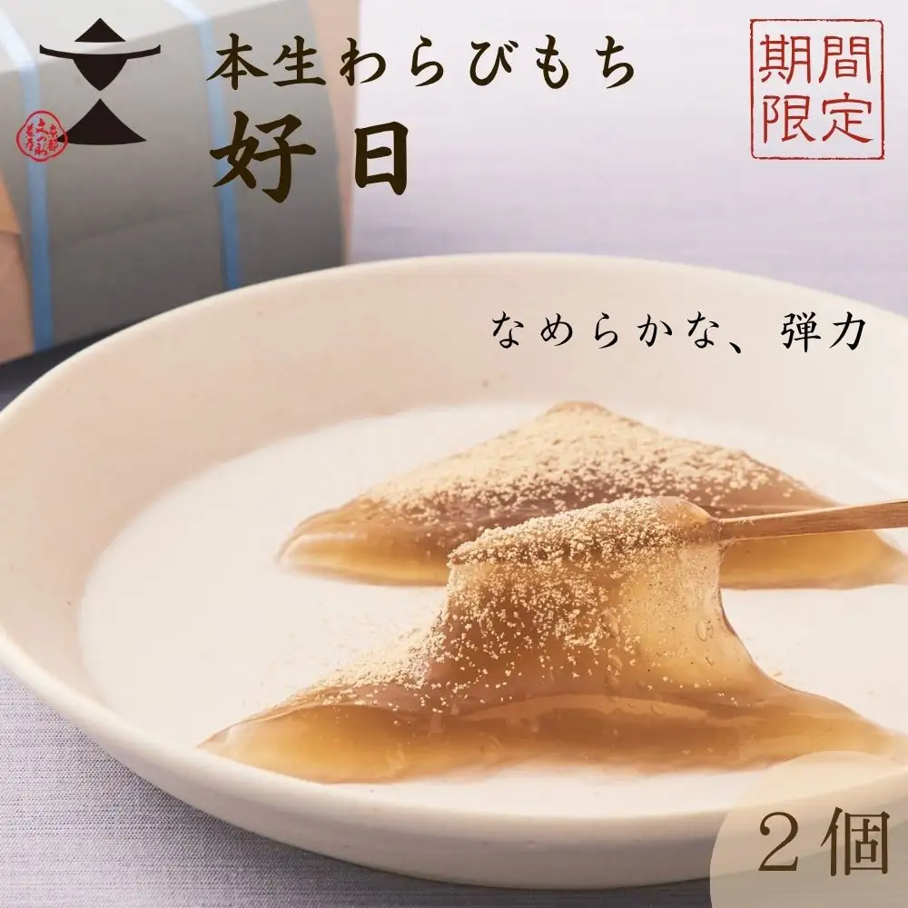 〈期間限定〉【文の助茶屋】本生わらびもち 好日 2個詰合せ｜京都 老舗 和菓子 人気スイーツ わらびもち
