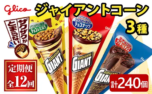 ジャイアントコーン 3種 計240個 12ヶ月定期便 グリコ スイーツ 【アイス】【ho1714】