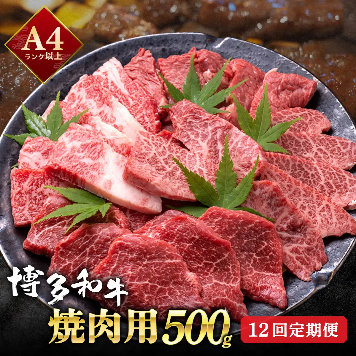 ＜定期便・全12回＞【和牛の焼肉セット！】博多和牛 焼肉用 500g 牛肉 肉  焼肉 国産 黒毛和牛