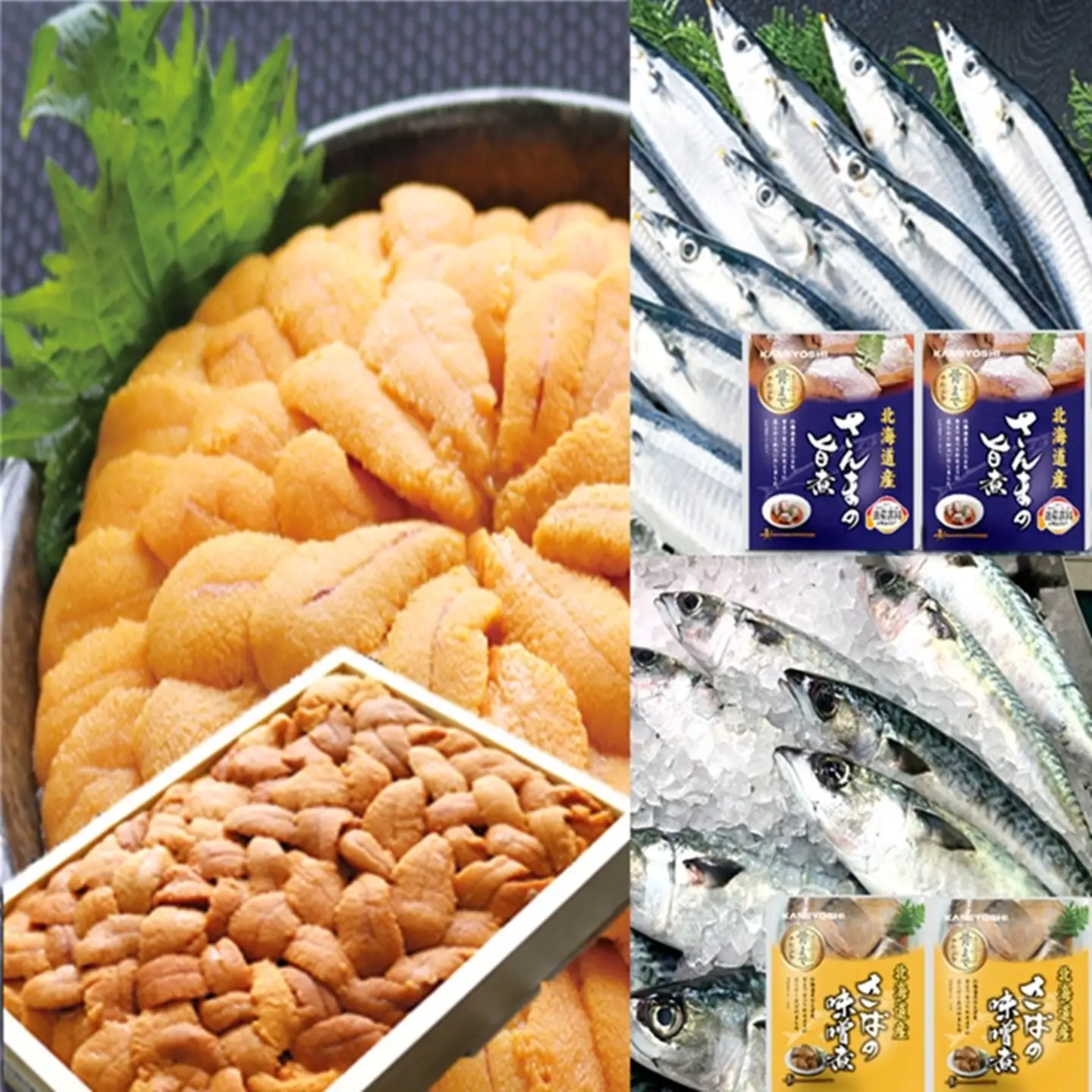 エゾバフンウニバラ約150g×1折・さんま旨煮×2P・さば味噌煮×2P[11月上旬以降発送] C-71030