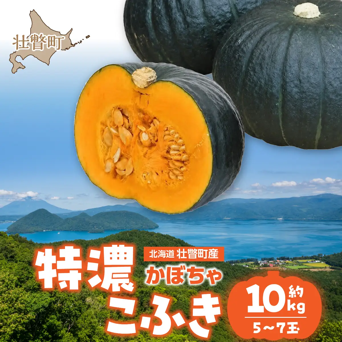 〈10月上旬よりお届け〉北海道壮瞥町産 かぼちゃ 特濃こふき5～7玉 約10㎏ SBTL019