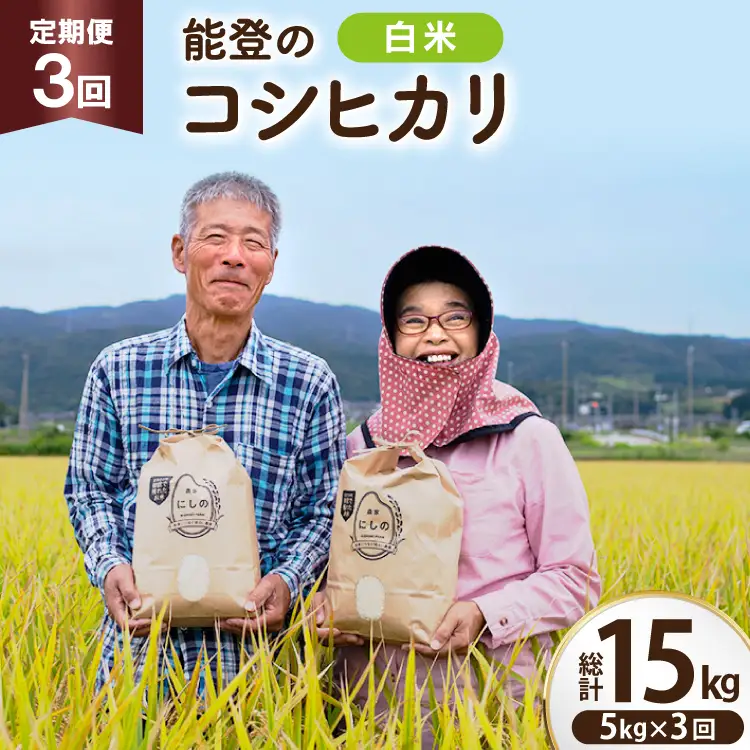 【期間限定発送】 米 定期便 コシヒカリ 白米 5kg 3回 総計 15kg