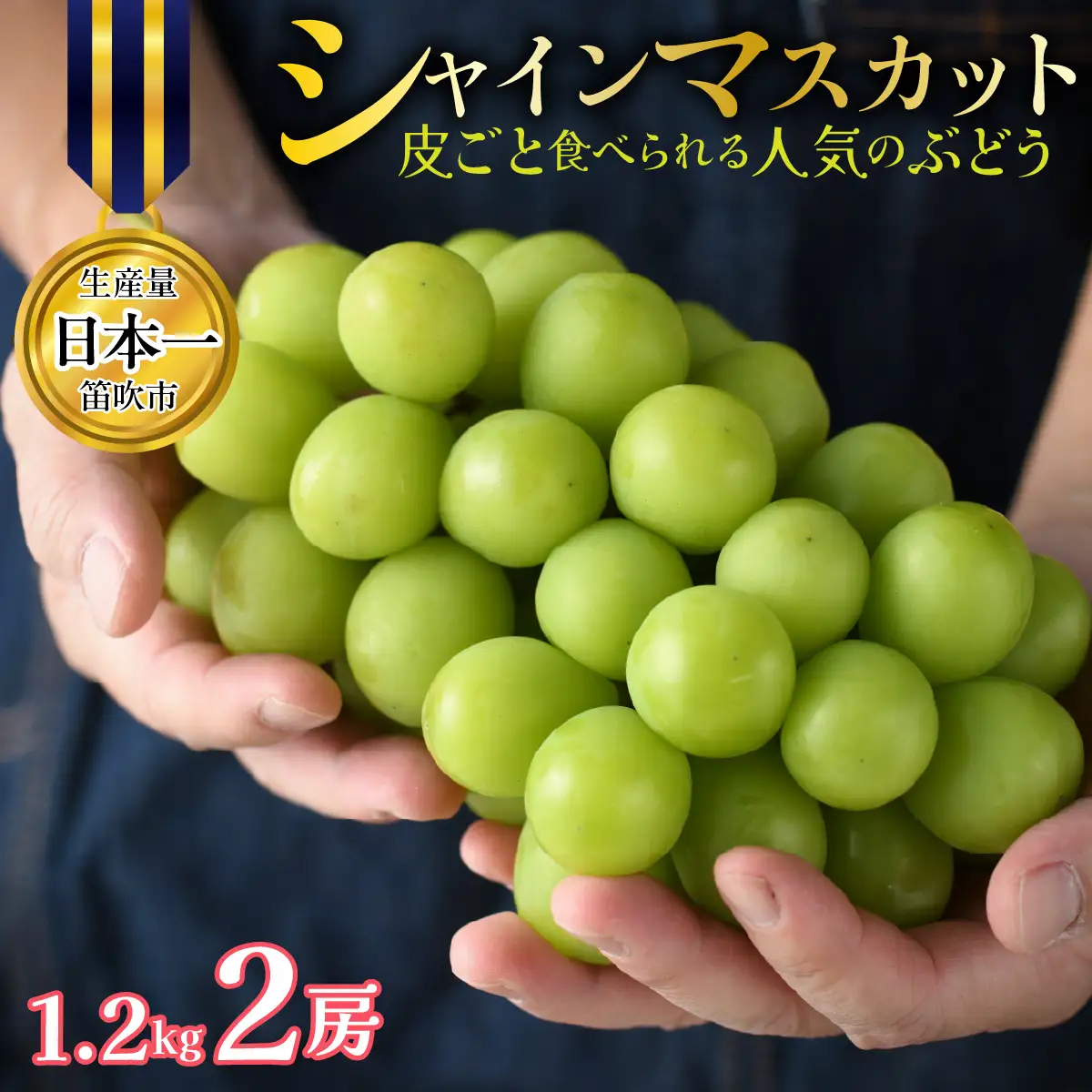 家庭用　シャインマスカットとスカーレット　二房　1.2kg以上 山梨県笛吹市産 シャインマスカット 2房 約1.2kg 皮ごと食べられる人気