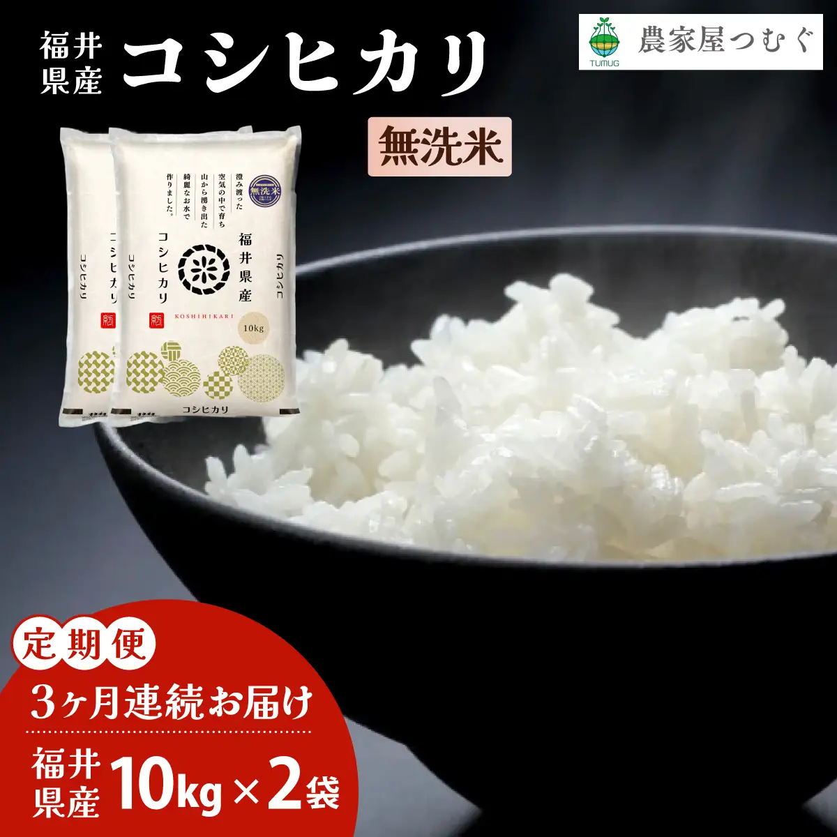 【定期便3回】コシヒカリ 無洗米 20kg（10kg×2）令和7年産 [095-t03-a215]