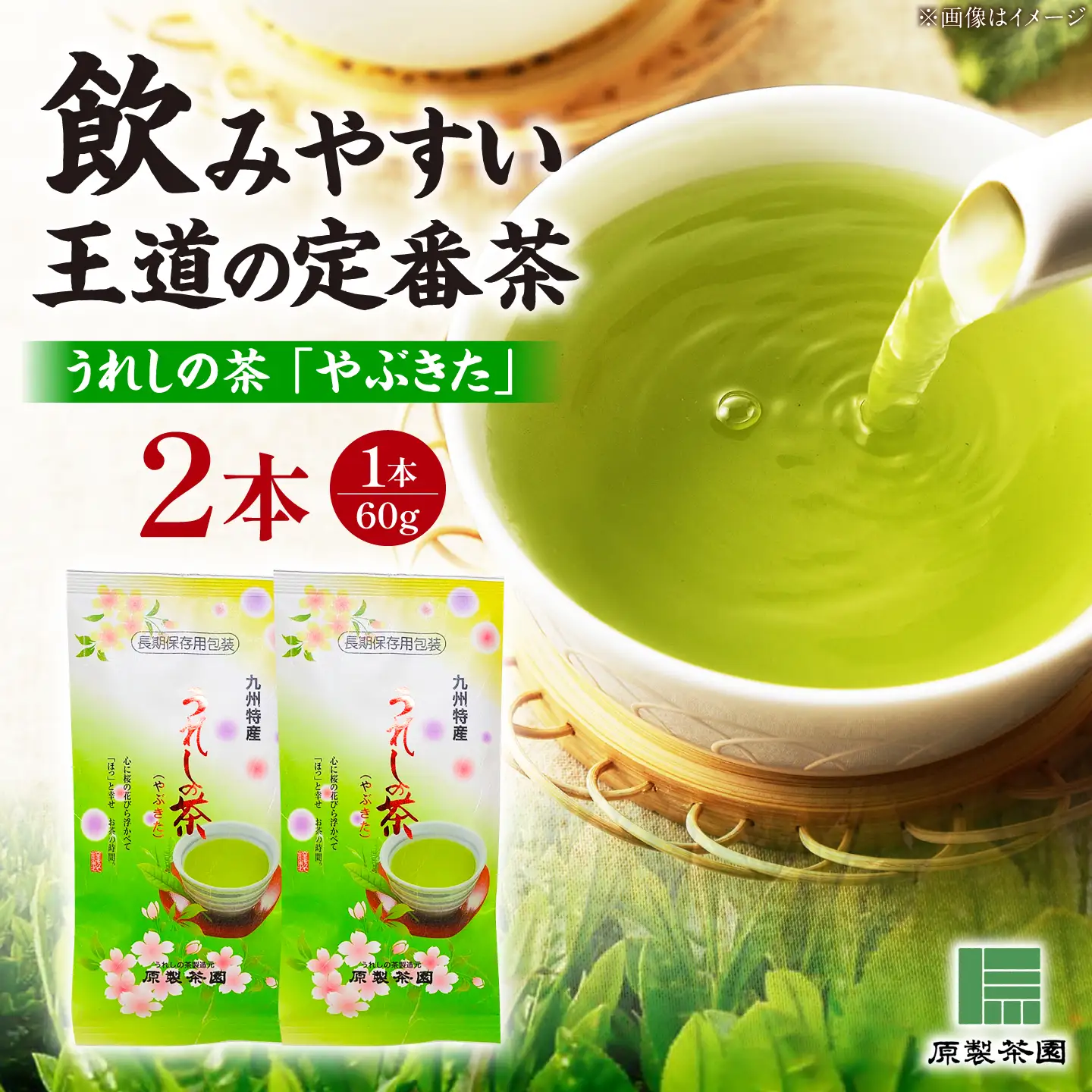 うれしの茶 やぶきた 2本セット 緑茶 茶葉 嬉野茶 お茶 煎茶 /有限会社 原製茶園[UEJ009]