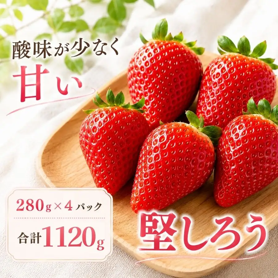 いちご【2027年発送】堅しろう 4パック×280g 完熟いちご