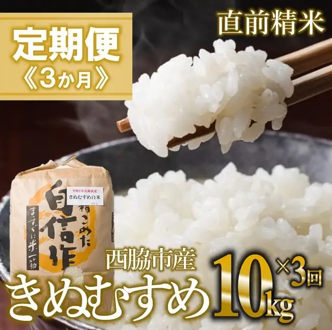 【定期便 3か月 きぬむすめ】白米10kg（3か月連続お届け）新米 2025年産　米 お米 米10㎏ お米10㎏ 兵庫県産 きぬむすめ