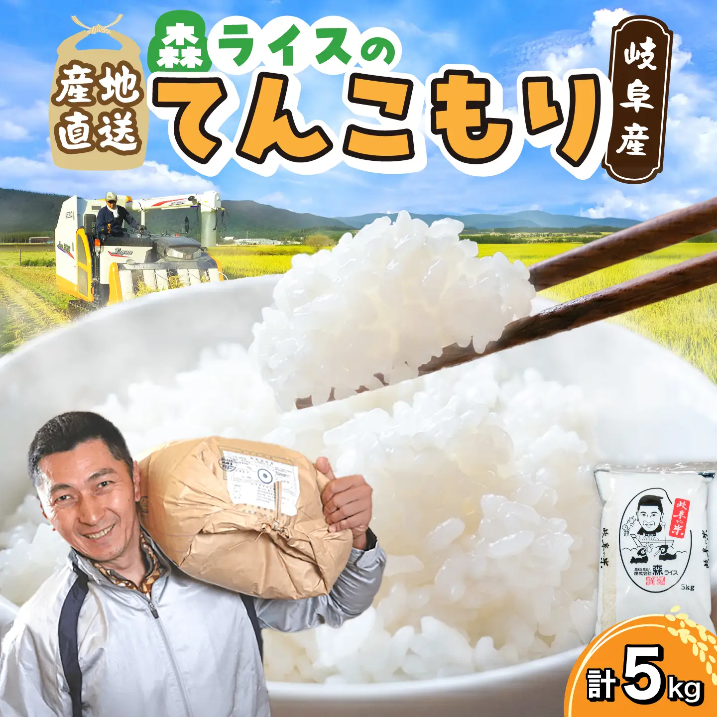 てんこもり 5kg 白米 米 精米 お米 岐阜市 / 森ライス[ANCU015]