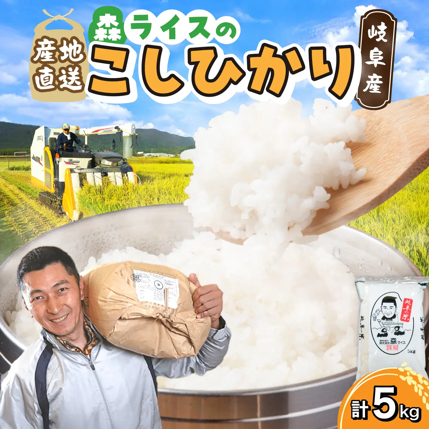 こしひかり 5kg 白米 米 精米 お米 岐阜市 / 森ライス[ANCU017]
