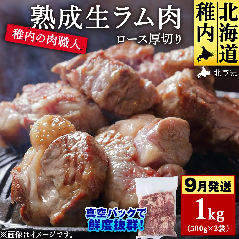 【9月発送】稚内の肉職人 たかみさんの熟成生ラム肉ロース厚切り（500g×2）【配送不可地域：離島・沖縄県】