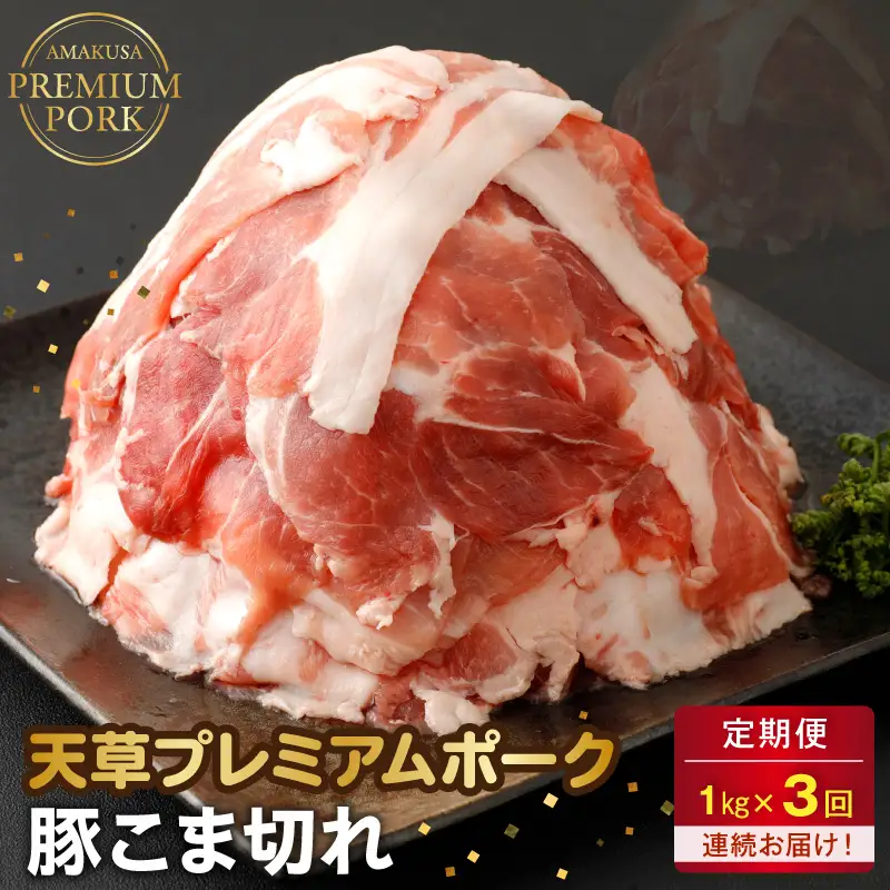S058-026-T03_【定期便3回】天草プレミアムポーク 豚こま切れ約1.0kg(約500g×2パック)