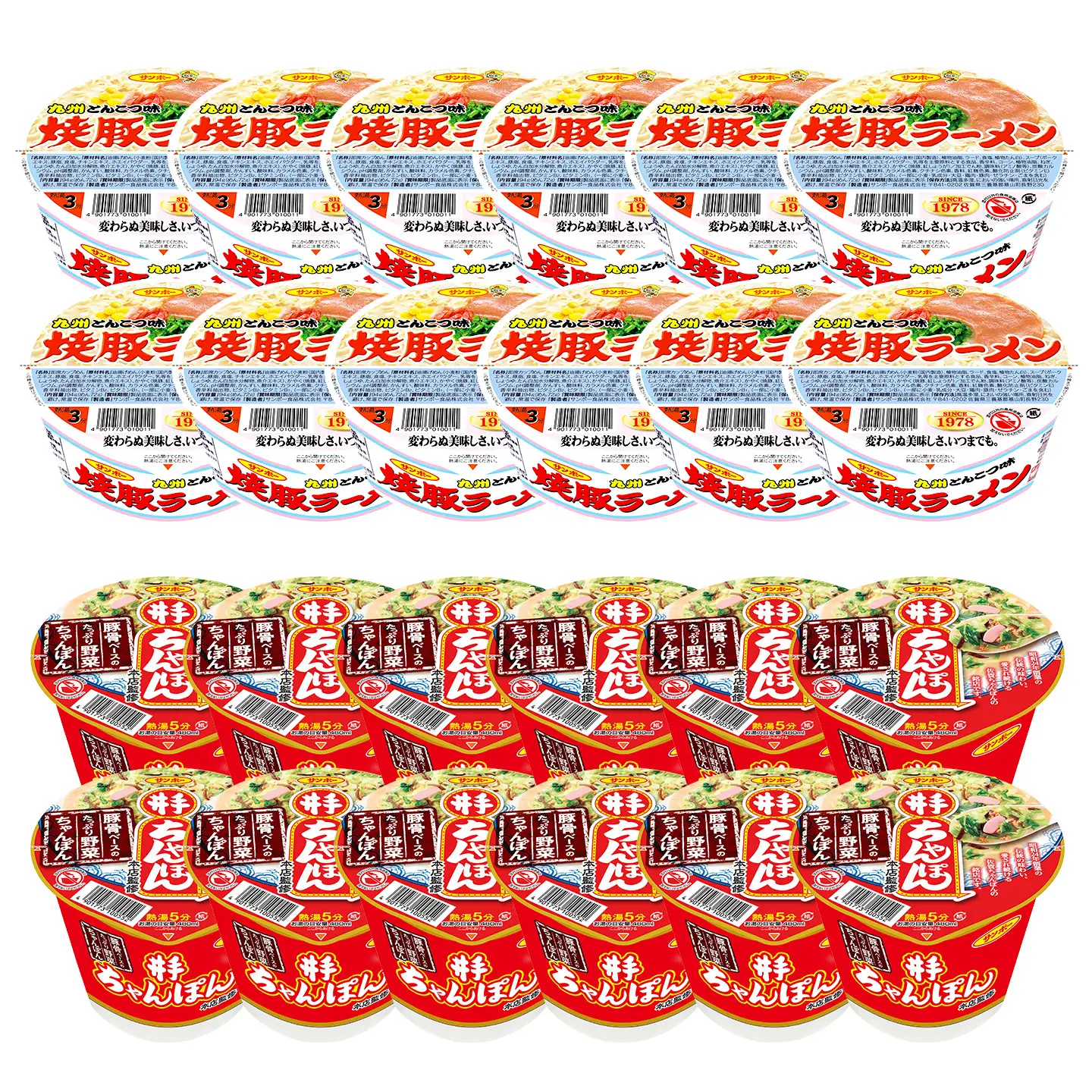 「焼豚ラーメン」・「井手ちゃんぽん」各1ケース(計24個) K001091