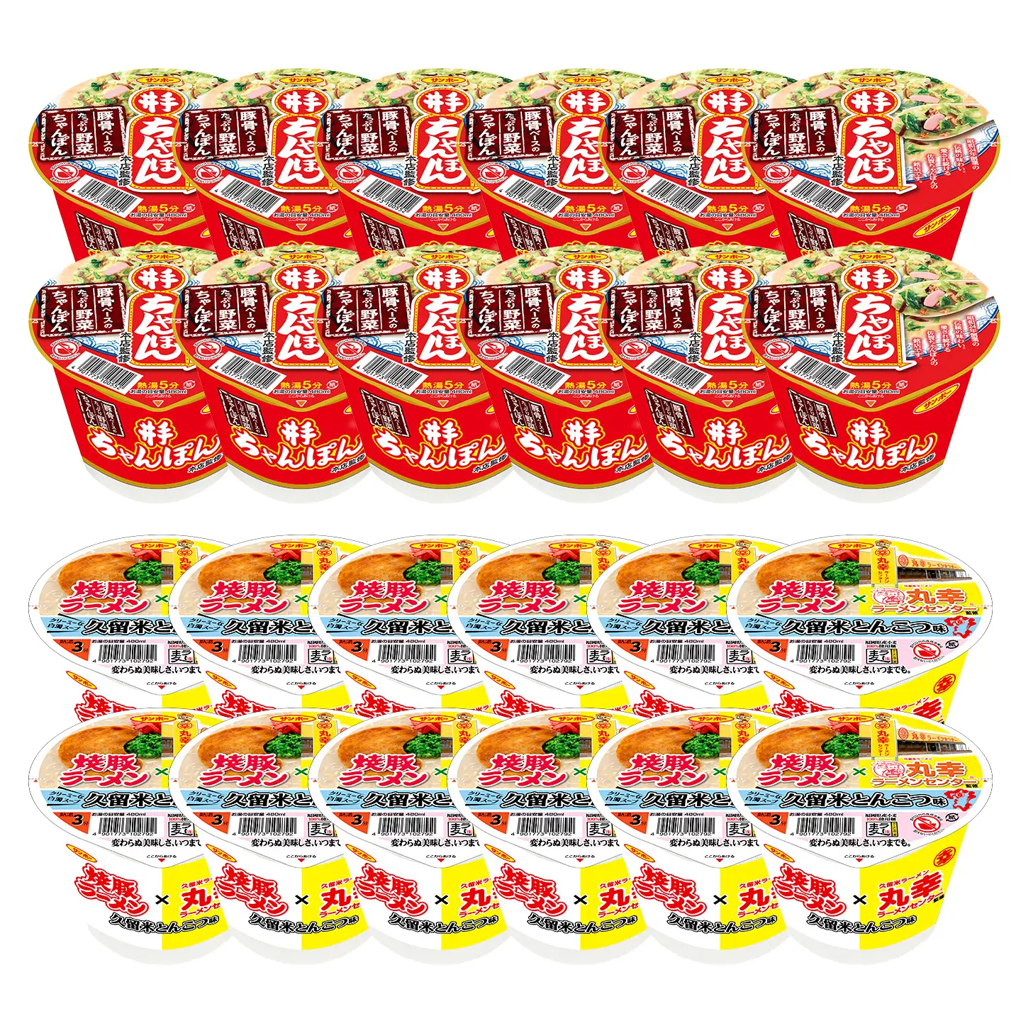 「井手ちゃんぽん」・「焼豚ラーメン×丸幸ラーメン」各1ケース(計24個) K001092