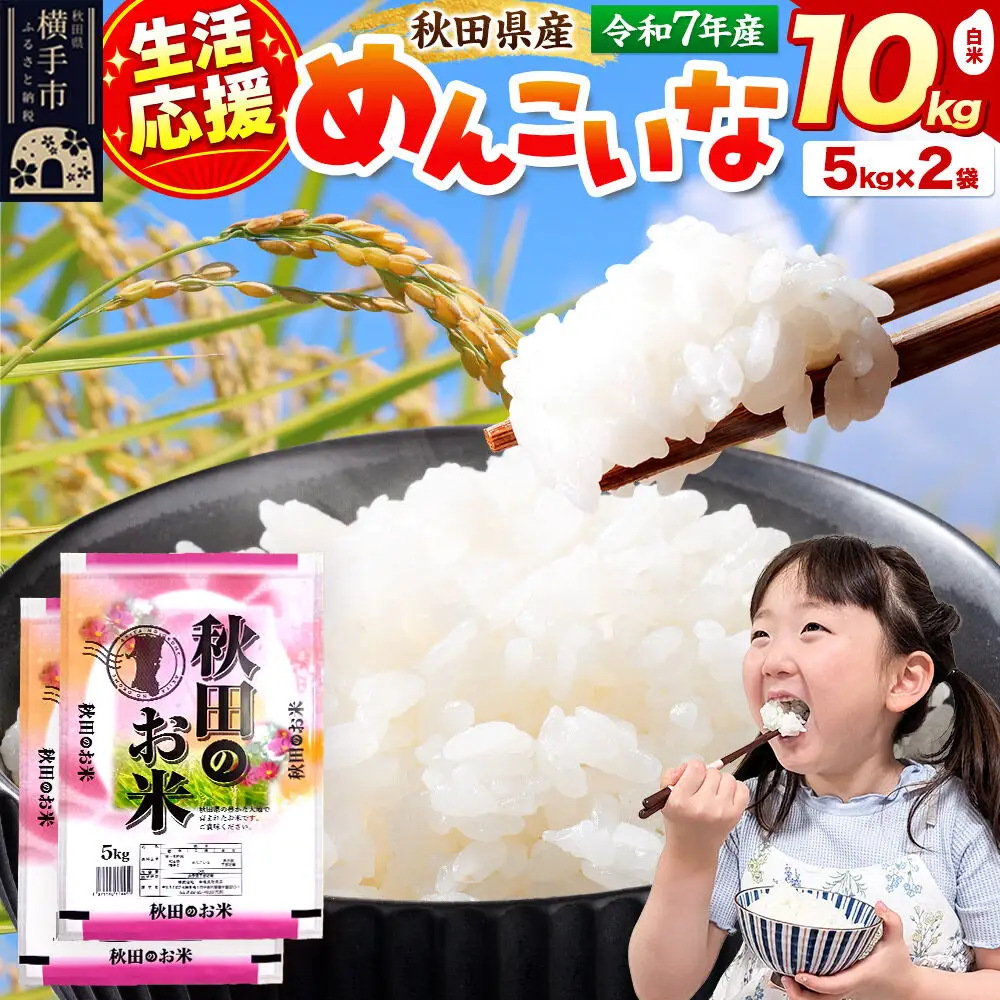 生活応援 数量限定《令和7年産》【白米】めんこいな 10kg（5kg×2袋） 秋田県 横手市
