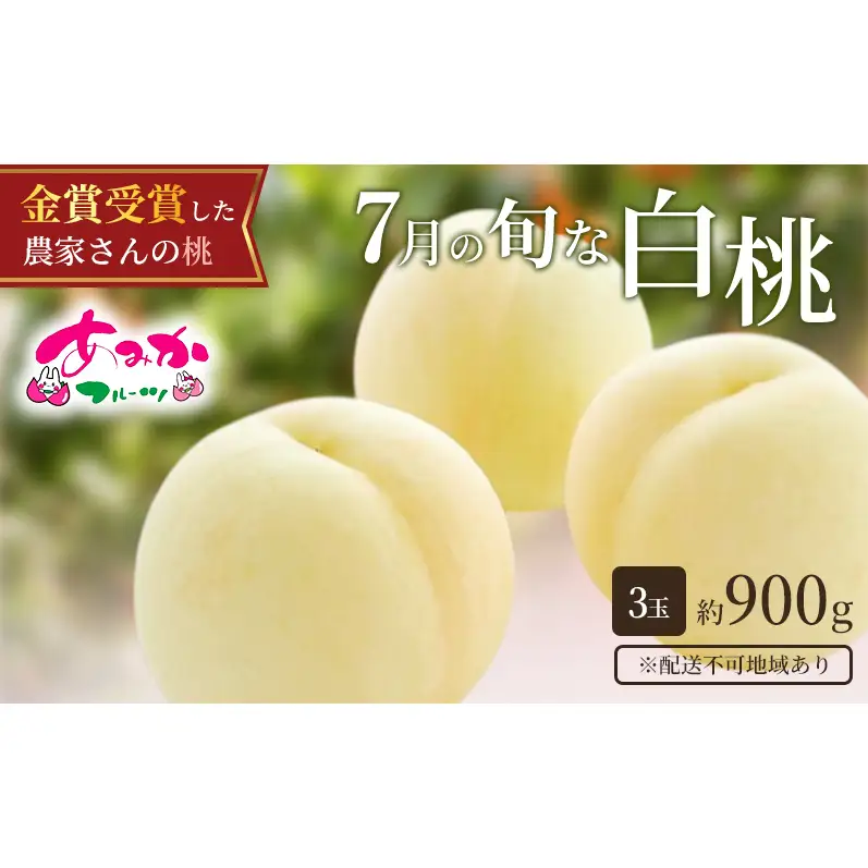 桃 先行予約 7月 白桃 お届け 3玉 約900g もも モモ 岡山県 赤磐市産 フルーツ 果物 桃