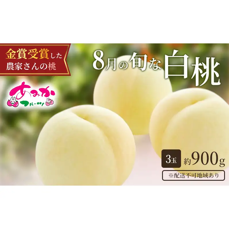 桃 2026年 先行予約 8月の旬な 白桃 をお届け！3玉 約900g 糖度センサー選果 糖度12度以上 もも モモ 岡山県 赤磐市産 国産 フルーツ 果物 ギフト あみかフルーツ