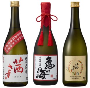 亀の海大吟醸中汲み720ml＋茜さす純米大吟醸720ml＋茜さすBIO純米吟醸720mlセット