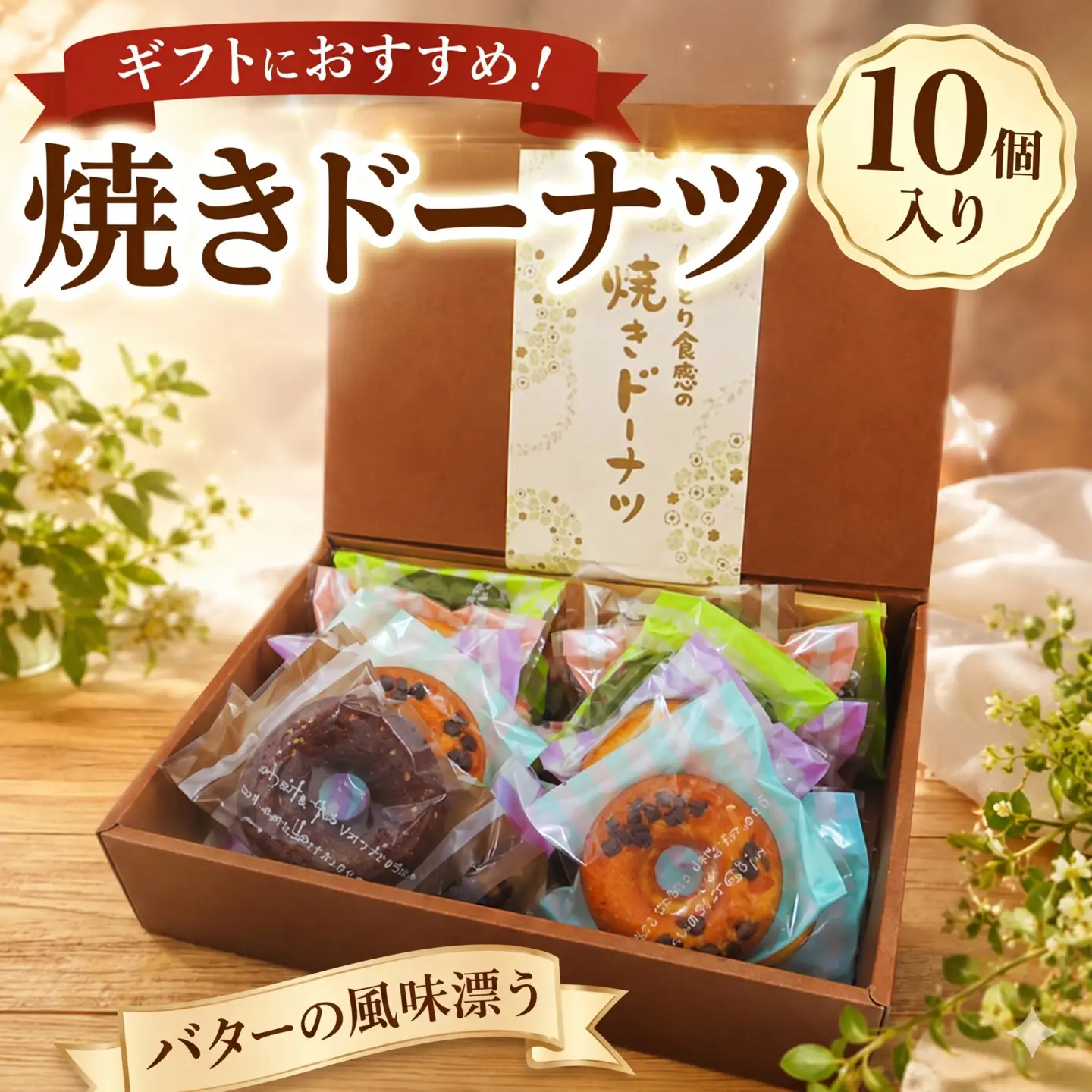 焼きドーナツ10個入りギフト ／ 洋菓子 チョコ メープル いちご チョコチップ 抹茶 神奈川県 No.309