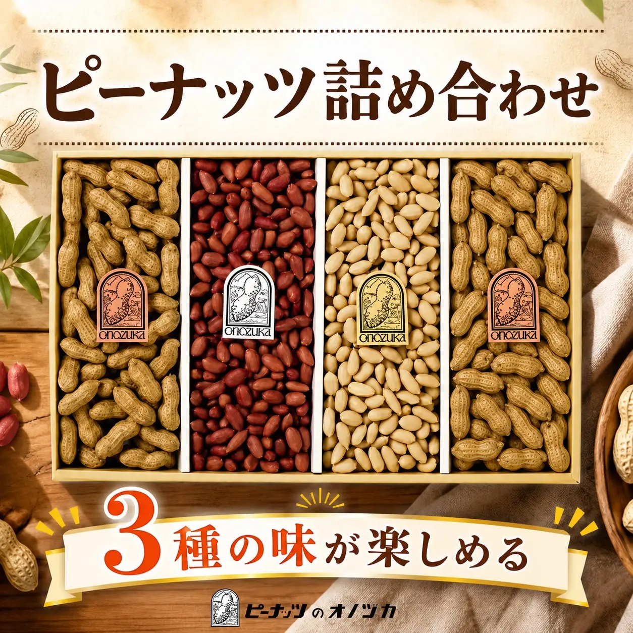 ピーナッツ3種詰合せ　No.カ30-4 ／ 皮付きピーナッツ 南京豆 バターピーナッツ 神奈川県 No.041