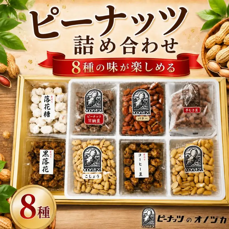 ピーナッツ8種詰合せ　No.340-8 ／ 甘納豆 バターピーナッツ コーヒー豆 落花 南京豆 神奈川県 No.191