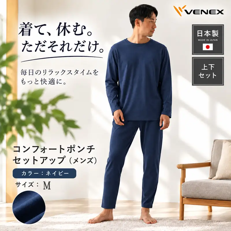 VENEX リカバリーウエア コンフォートポンチ セットアップ  ネイビーM メンズ 【リカバリーウェア】VNX205_p001