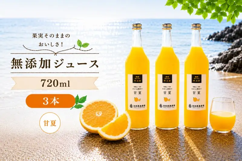 甘夏 100% ジュース / あまなつ ストレート 果汁 無添加 柑橘 和歌山 11000円 720ml ※北海道・沖縄・離島への配送不可 //drink 【ikd100-ama720-3】