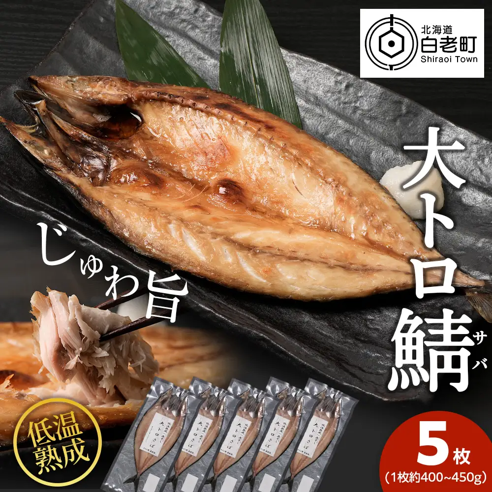 低温熟成一夜干し大トロさば5枚＜虎杖浜加工＞AA045