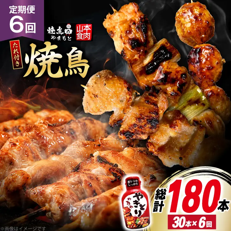 定期便 6回 焼き鳥 たれ付き 焼鳥10種 1回30本 合計180本