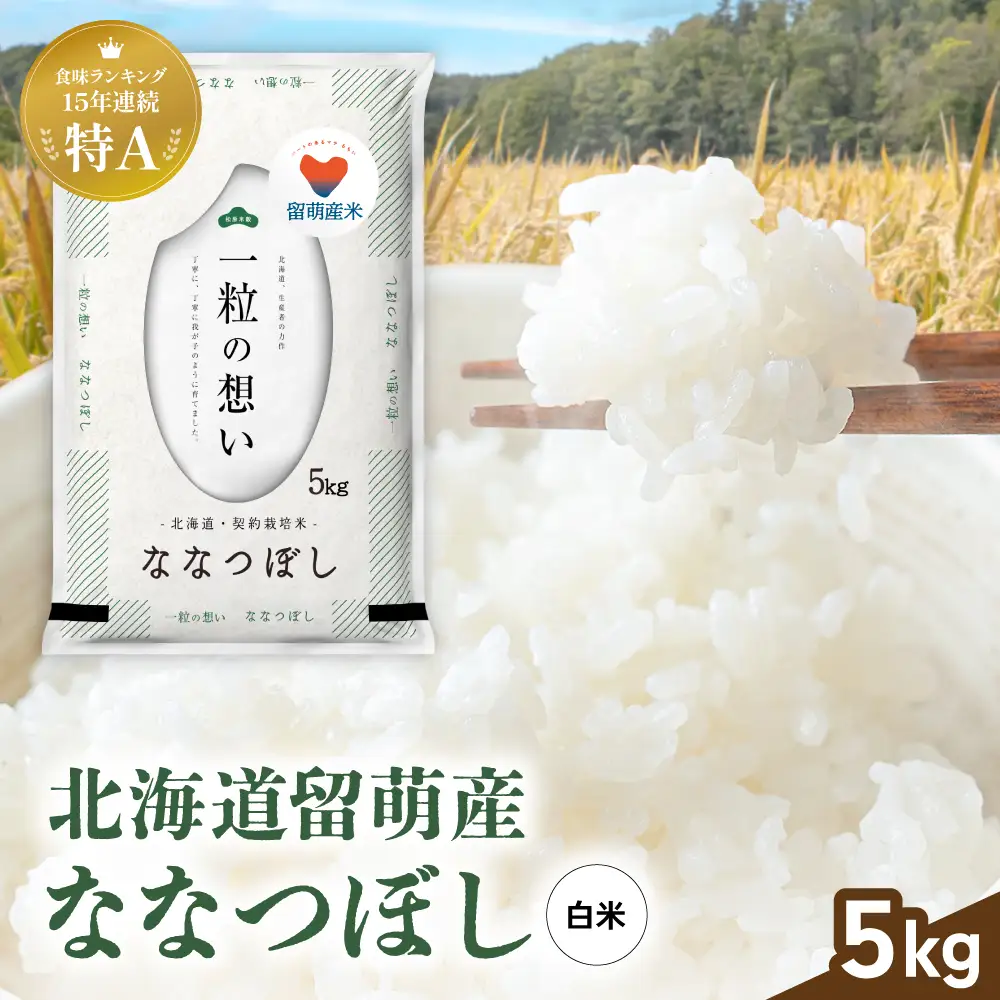 留萌市産 ななつぼし 5kg 令和7年産 精米 米 こめ 北海道 おいしい ブランド米 R037-003