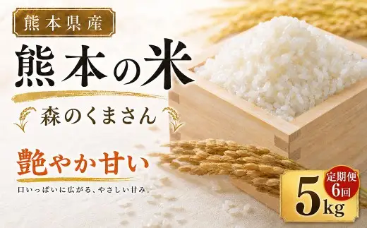【 6ヶ月連続定期便 】 米 森のくまさん （ 5kg ） 6ヶ月 定期便 お米 米 こめ コメ 白米 白飯 飯 ご飯 ブランド米 ブランド 国産 熊本県産 甘み 旨み 食感 食卓 定期配送