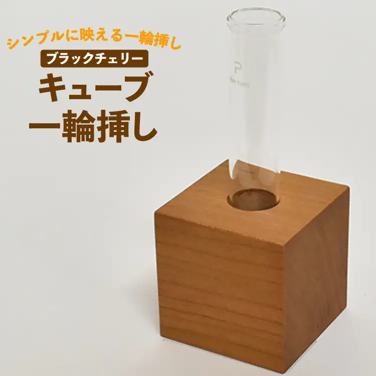 雑貨 花瓶 キューブ 一輪挿し ブラックチェリー