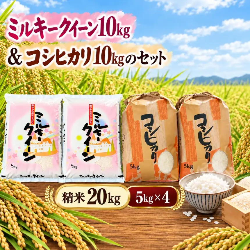 人気のお米セット　ミルキークイーン10kgとコシヒカリ10kgのセット〈精米 20kg〉│後藤農園