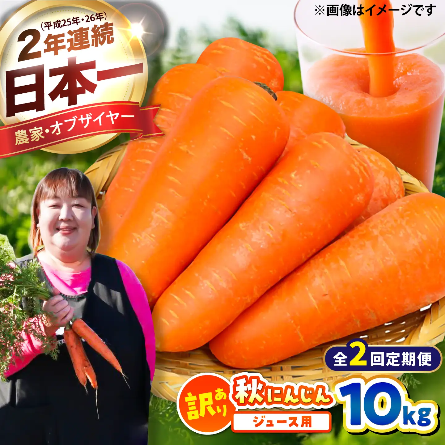 【先行予約】【2026年12月順次発送開始】全2回定期 ジュース用秋にんじん10kg(訳あり) にんじん BHCW013