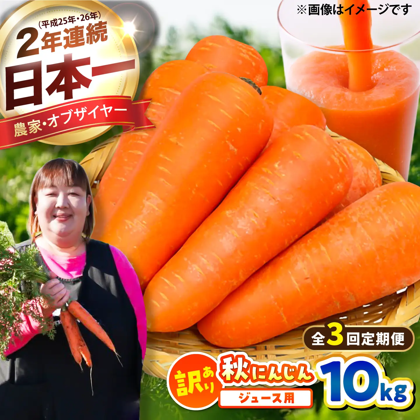 【先行予約】【2026年12月順次発送開始】全3回定期 ジュース用秋にんじん10kg(訳あり)  にんじん BHCW014