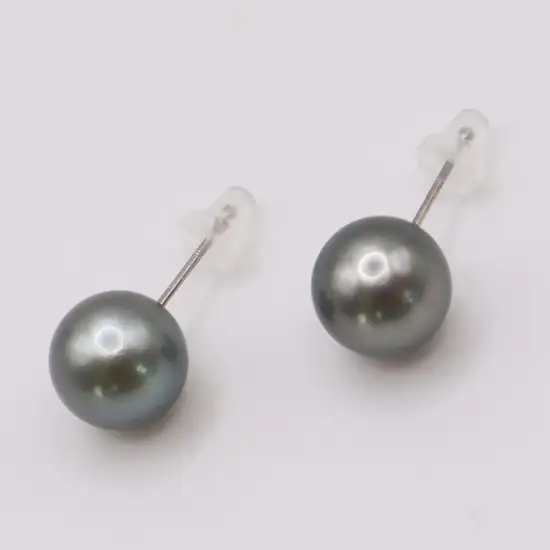2212 Pt900 タヒチ黒蝶真珠　10.0㎜up　スタッドピアス