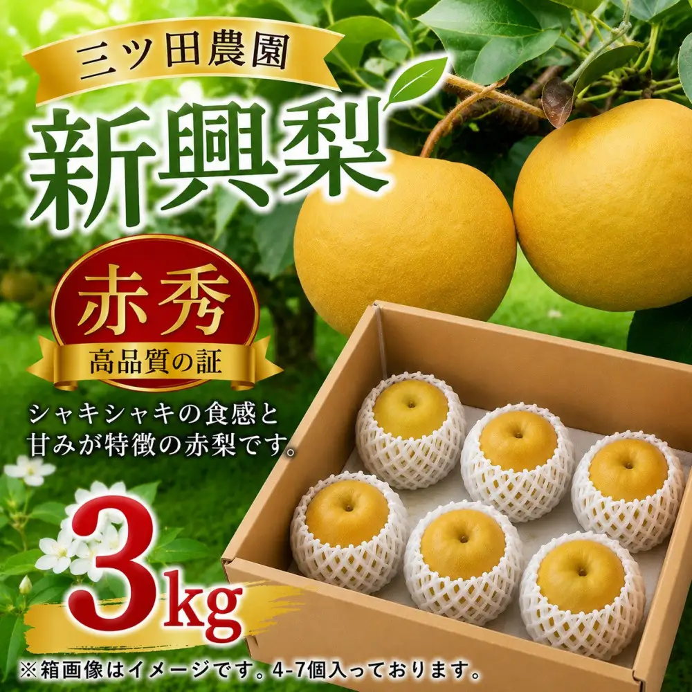 【2026年10月頃より発送】三ツ田農園 新興梨 (赤秀)ギフト用3kg
