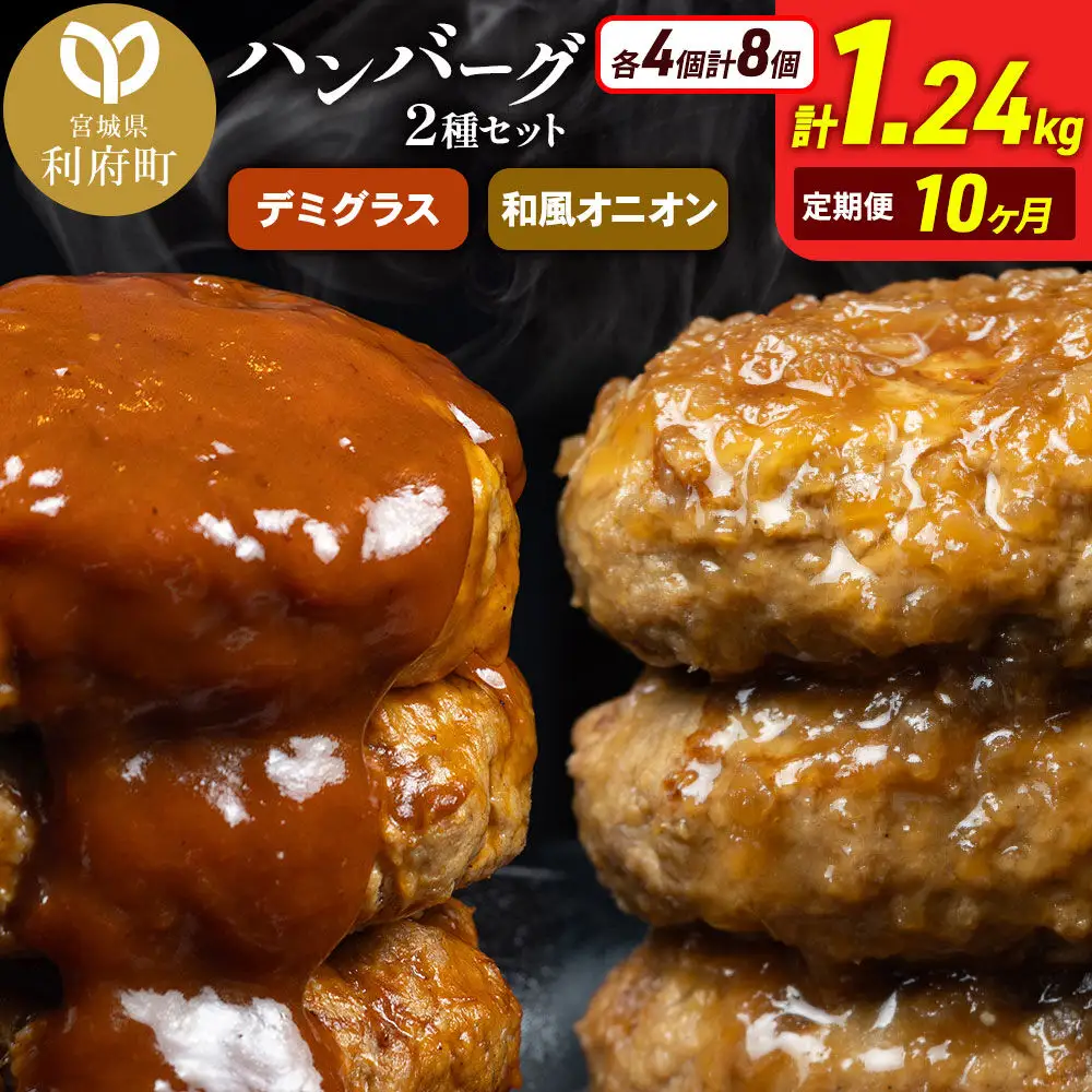 《定期便10ヶ月》お肉屋さんのハンバーグ 昔懐かしいデミグラスソース(160g×4個)＆和風オニオンソース(150g×4個) ×10回