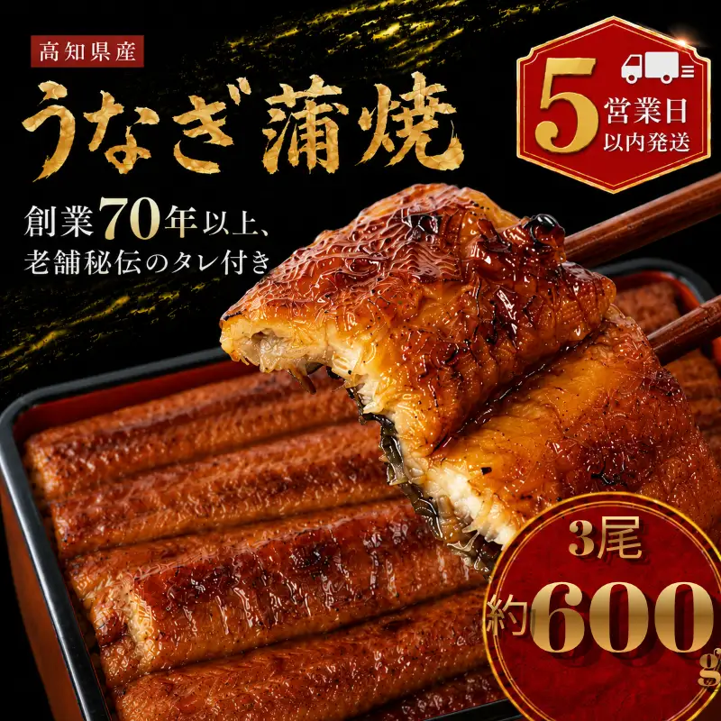 【スピード発送】 国産 うなぎ 蒲焼 3尾 約600g
