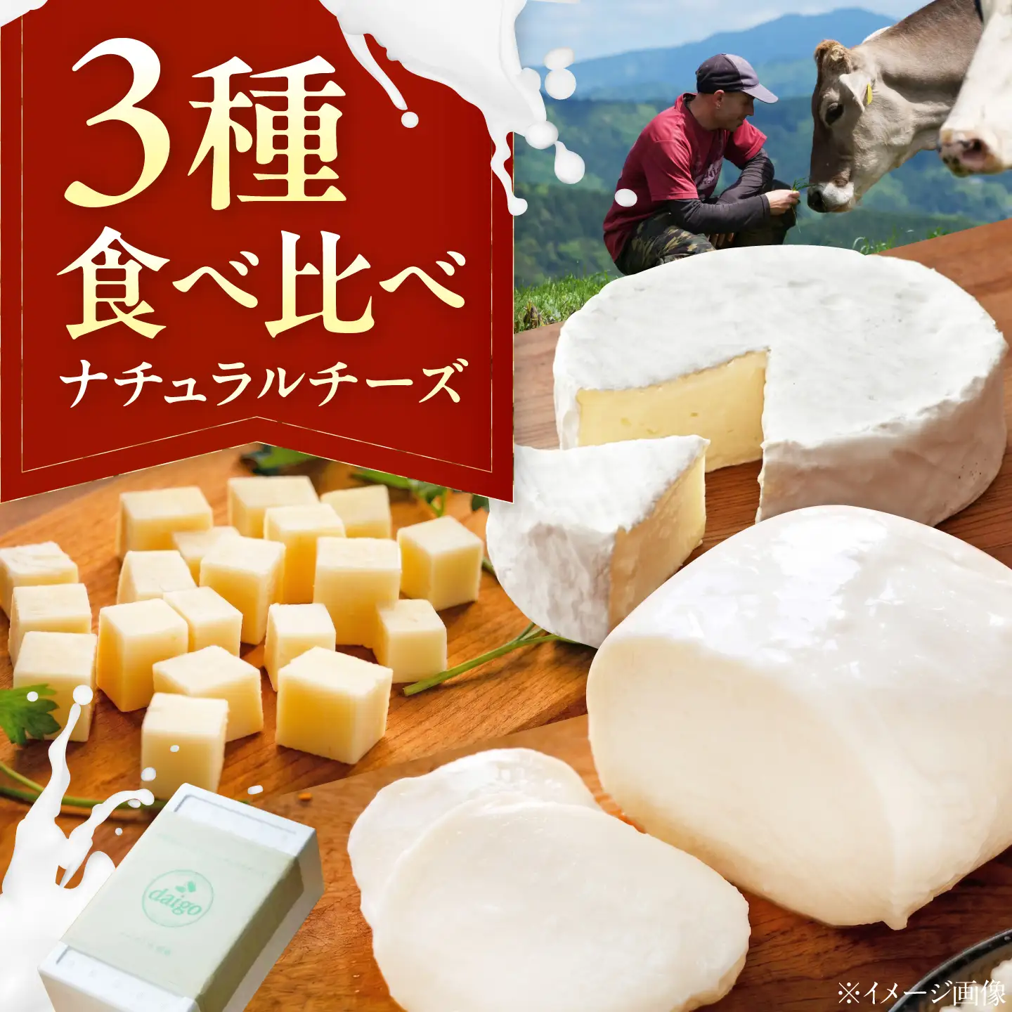 山地放牧酪農ミルクのナチュラルチーズ3種詰め合わせセット BKAH002 チーズ