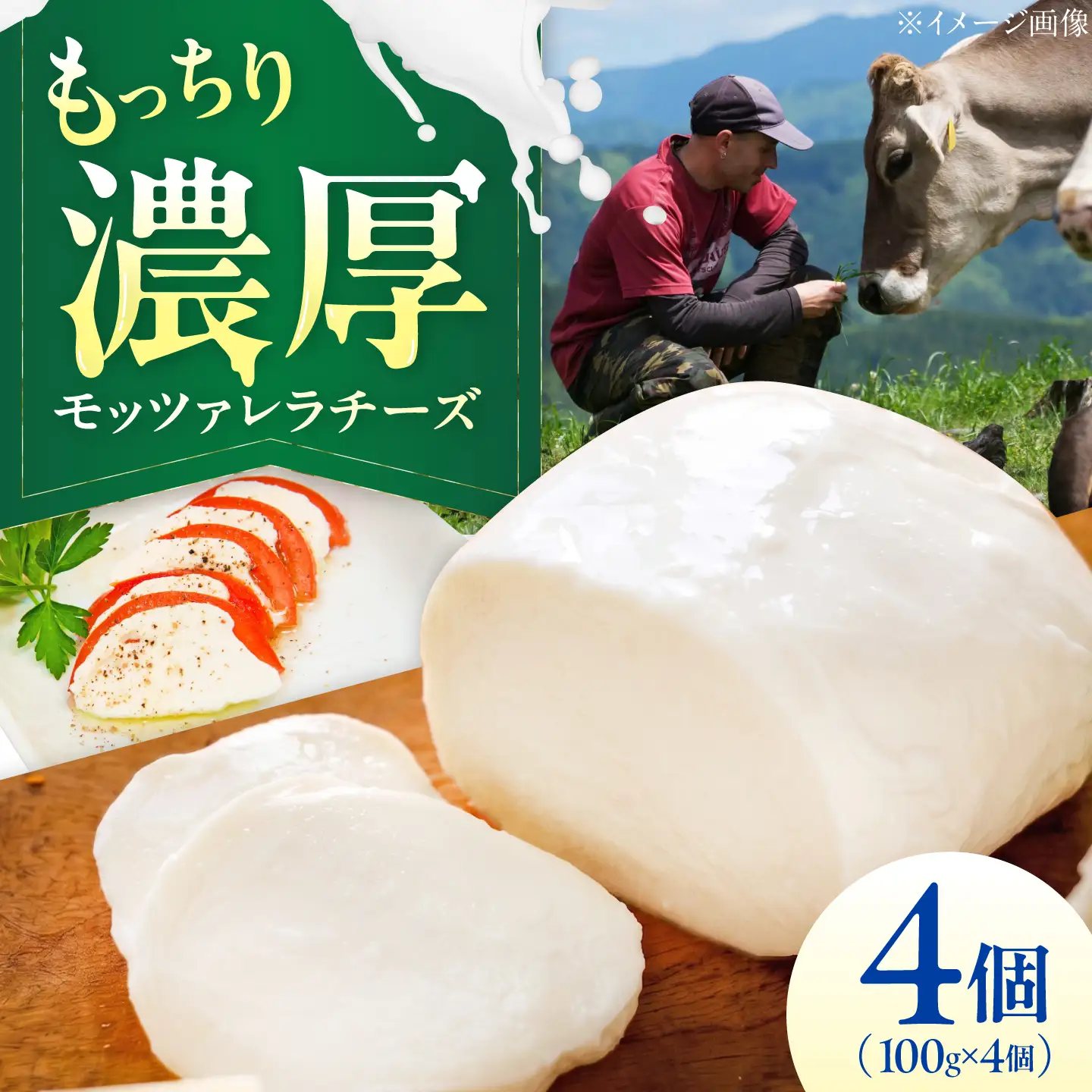 山地放牧酪農ミルクのモッツァレラチーズ 4個セット BKAH008 チーズ